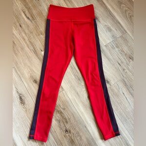 ZYIA Vibrant Red Women’s Leggings with Purple Stripes Size 2